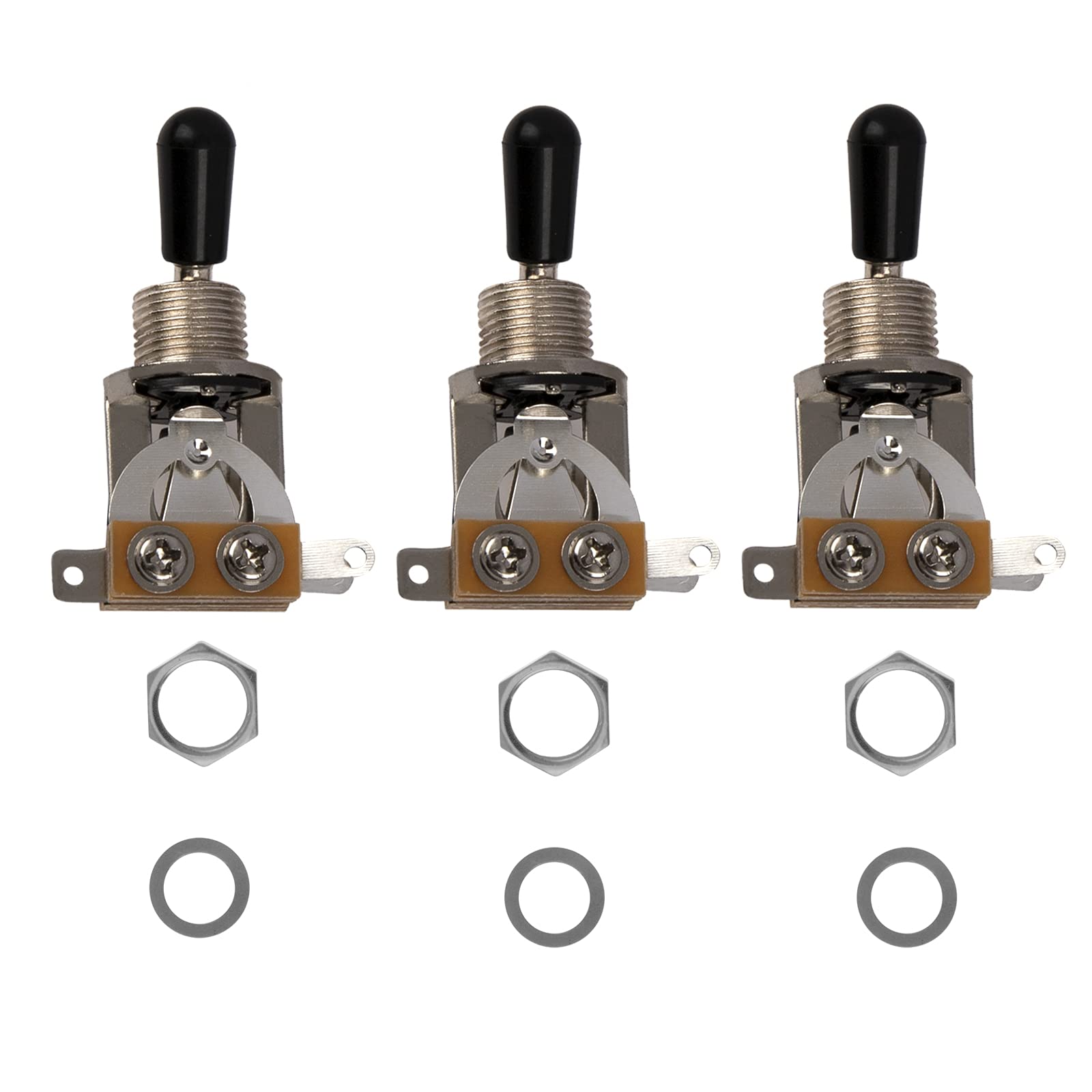 3 piezas Yootones - Interruptor de palanca para guitarra corta y recta de 3 vías compatible con guitarra eléctrica SG Epiphone Les Paul (plata)