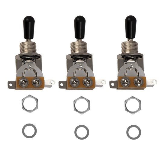 3 piezas Yootones - Interruptor de palanca para guitarra corta y recta de 3 vías compatible con guitarra eléctrica SG Epiphone Les Paul (plata)