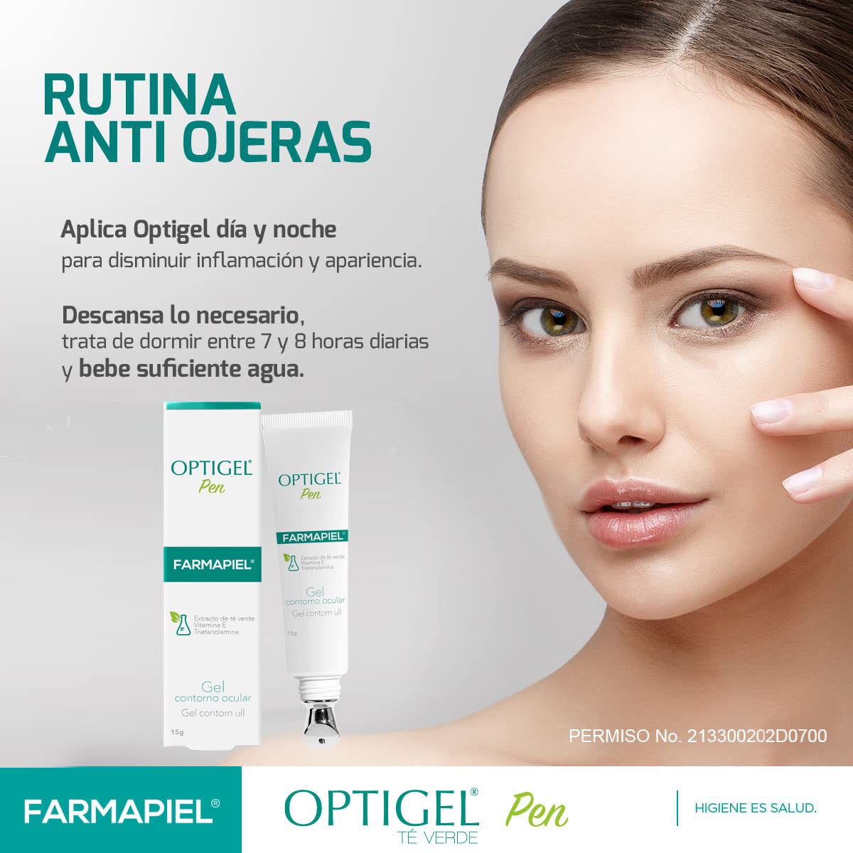 OPTIGEL Pen Contorno de Ojos | Gel Reafirmante | Tratamiento Antiarrugas Ayuda a Disminuir Bolsas, Ojeras, Líneas de Expresión | Aumenta la Elasticidad | Componentes Antiinflamatorios y Calmantes |15g