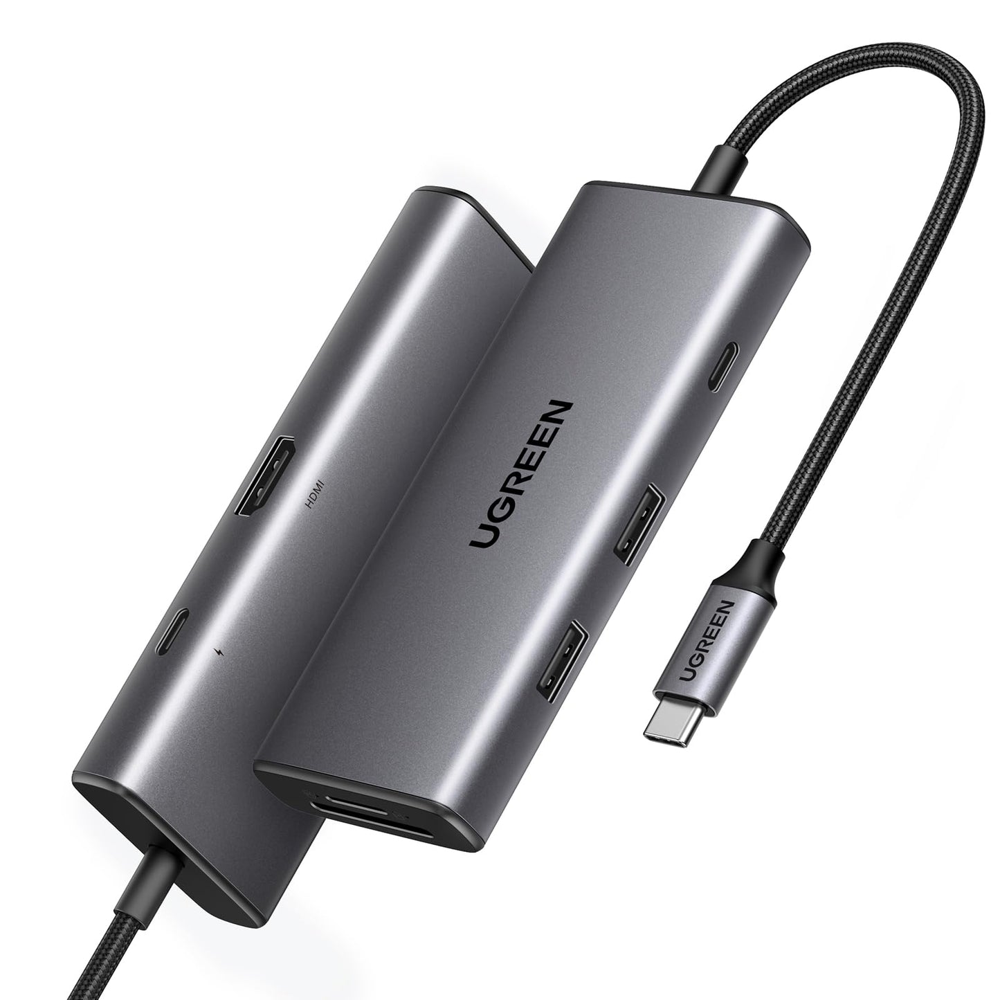 Hub USB C UGREEN Revodok Pro 107 Plata 10 Gbps Carga 100W y HDMI 4K Compatible con MacBook Pro, iPad, iPhone y Más
