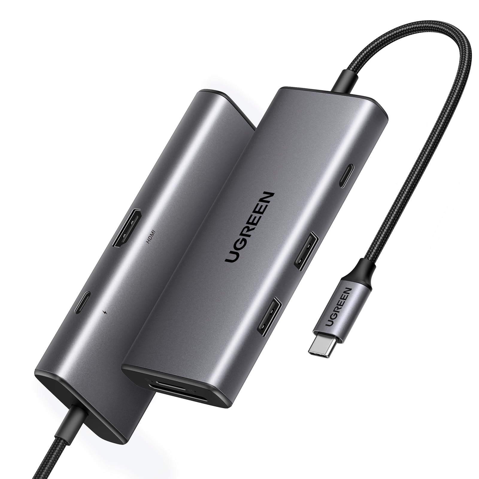 Hub USB C UGREEN Revodok Pro 107 Plata 10 Gbps Carga 100W y HDMI 4K Compatible con MacBook Pro, iPad, iPhone y Más