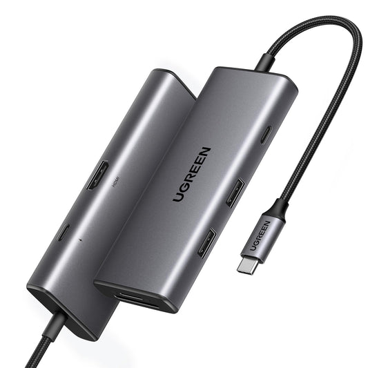 Hub USB C UGREEN Revodok Pro 107 Plata 10 Gbps Carga 100W y HDMI 4K Compatible con MacBook Pro, iPad, iPhone y Más