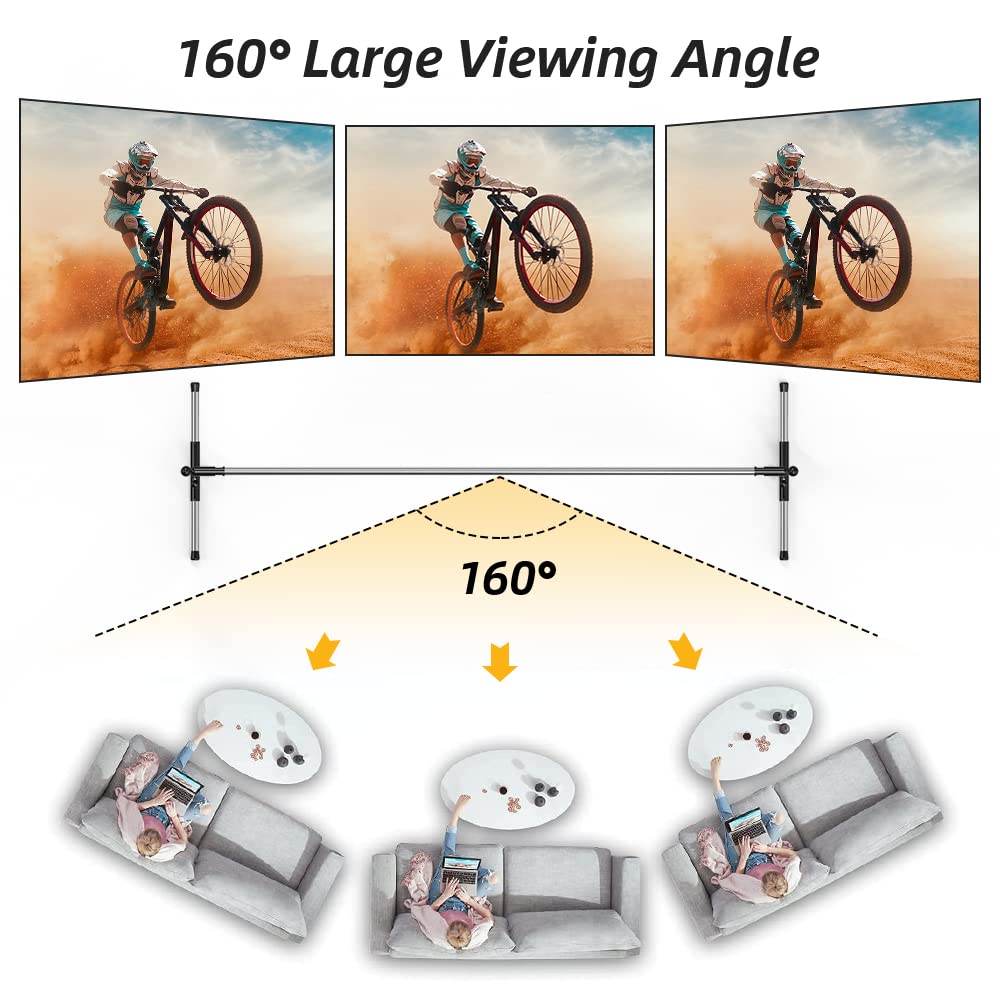 NIERBO Pantalla de proyector con Soporte 120 Pulgadas Pantalla de proyección de películas 16:9 4k HD retroproyección Frontal con Bolsa para Cine en casa al Aire Libre Backyard Movie