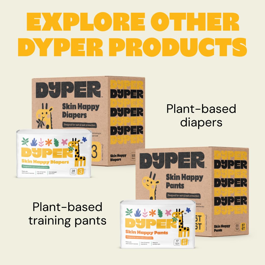 DYPER Pañales de bambú para bebé, tamaño recién nacido, ingredientes naturales honestos, alternativa de tela, día y noche | a base de plantas + respetuoso con el medio ambiente, hipoalergénico para la piel sensible del bebé, sin perfume, 34 unidades