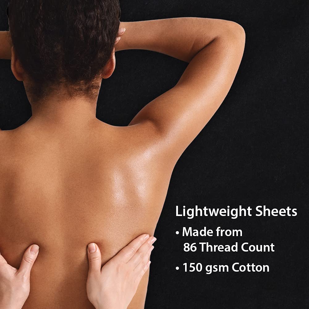 ForPro Juego de sábanas de Masaje de Franela Premium de 3 Piezas para mesas de Masaje, Incluye sábana encimera, sábana Bajera y Funda Ajustable para reposabrazos, Color Negro