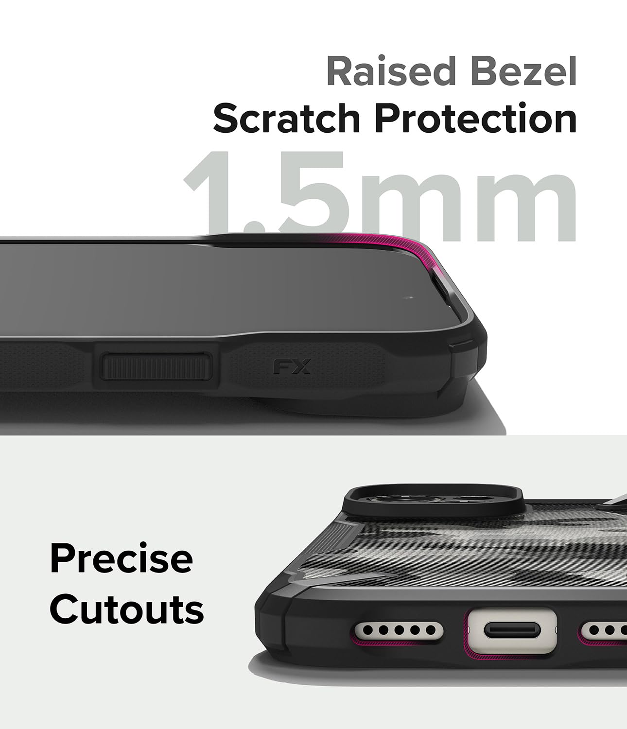 Funda iPhone 15 Ringke Fusion-X Camo Black Parachoques Resistente a Impactos Carcasa Militar