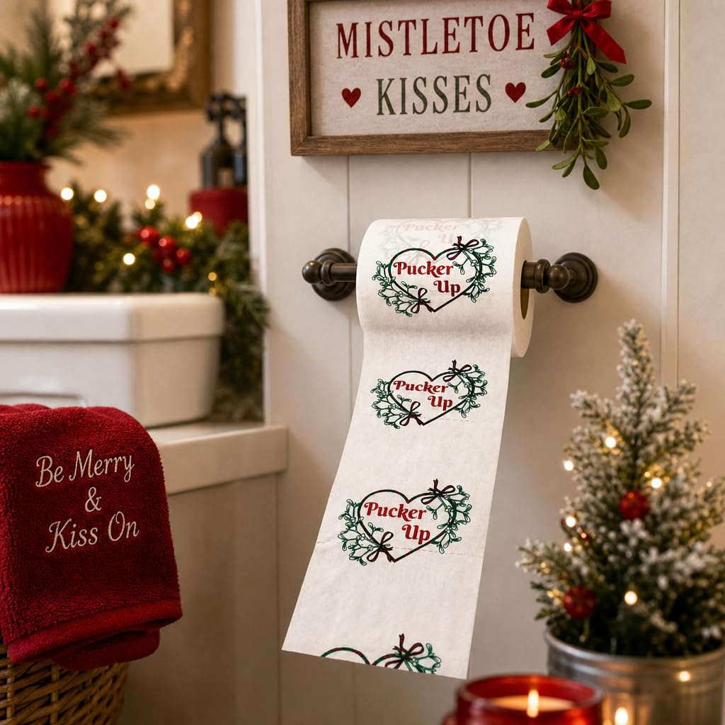 Papel Higiénico Pucker Up Mistletoe Festivo y Divertido para Navidad