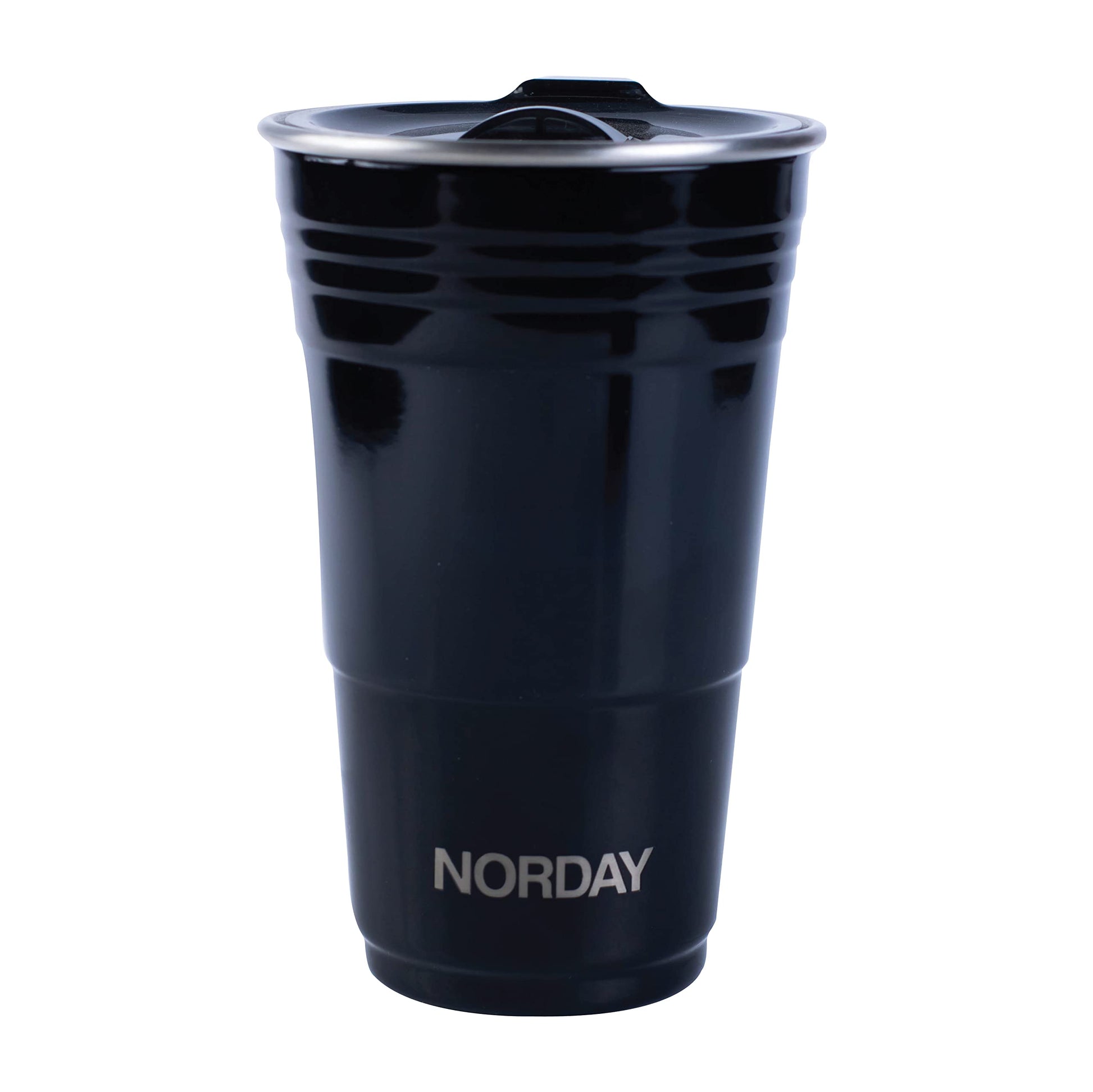 Termo de Acero Inoxidable Norday Negro con Tapa Antiderrame y Doble Pared
