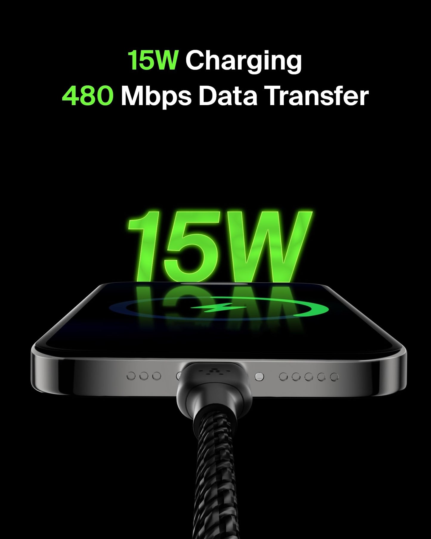 Belkin CAB002bt1MBK Cable Braided USB-C to USB-A 1M Negro