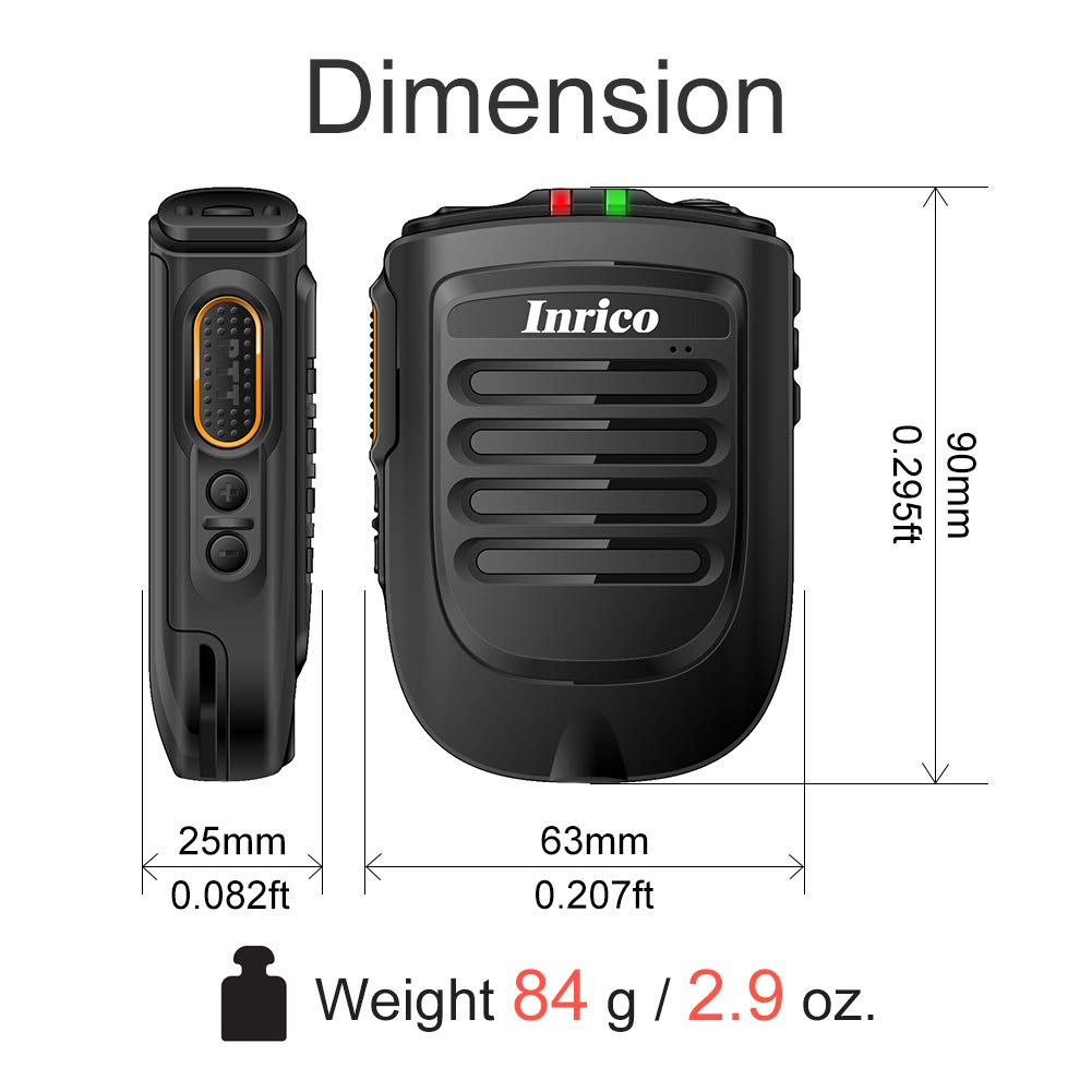 Micrófono PTT Inalámbrico ANYSECU Inrico Negro B01 para iOS y Android