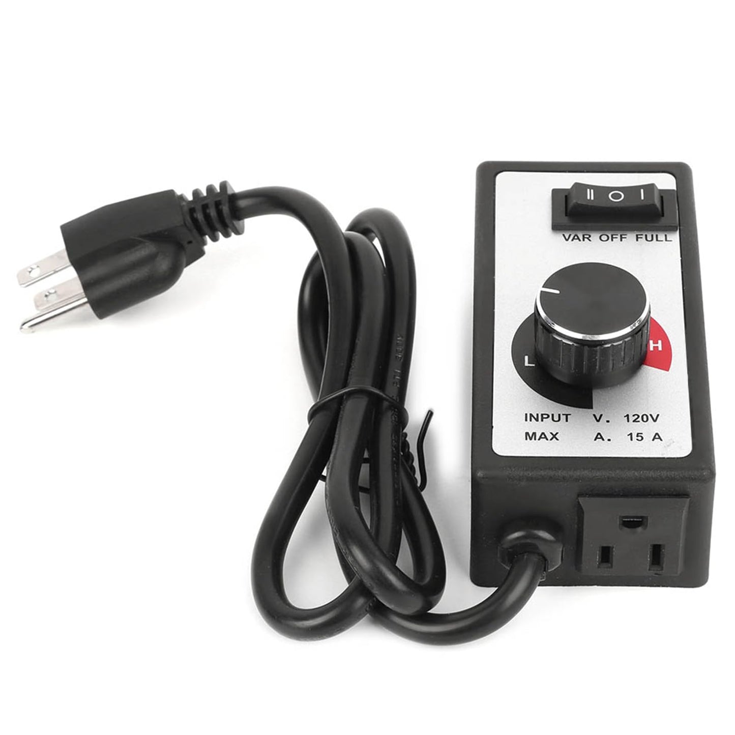 Controlador de Velocidad del Ventilador 1800W Ajustador de Velocidad Variable para Escape de Ventilador Hidropónico en Línea Voltaje de Salida AC120V Corriente Máxima 15A (1m)