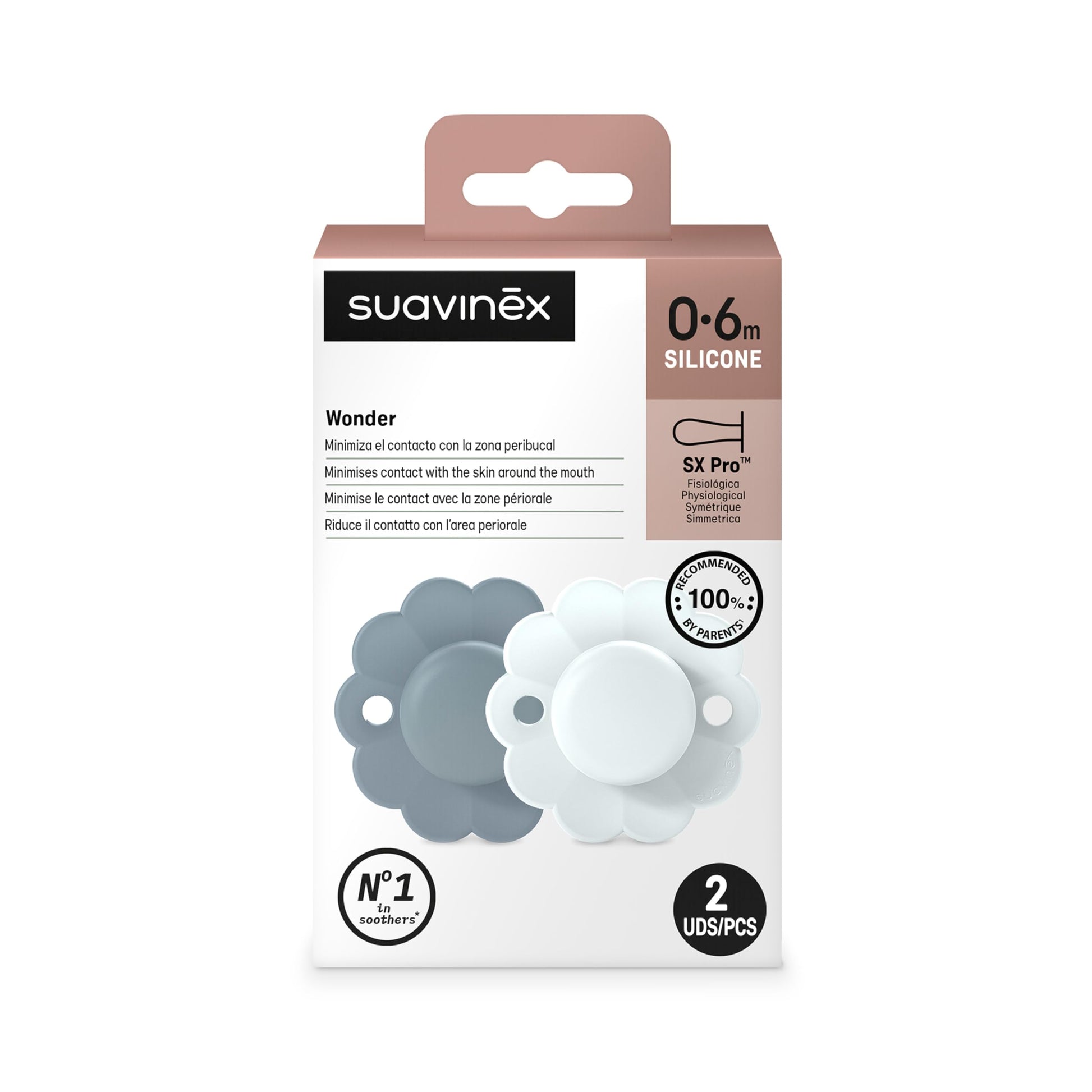 Chupete Silicona Suavinex Azul 0-6 Meses 2 Pack