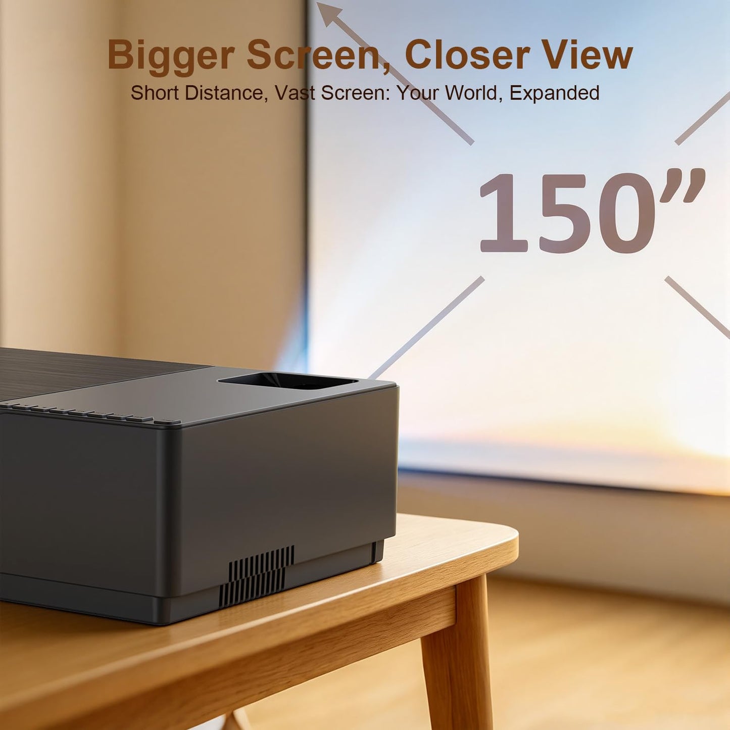 Proyector portátil WiFi/Bluetooth, Nativo 1080p Compatible 4K, Altavoz Integrado y corrección Trapezoidal 6D automática. para Cine doméstico, dormitorios, Techo, Camping y Exterior.