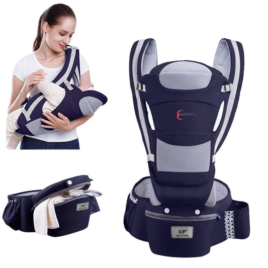 Manta Raya Porta Bebés Cangurera con Cinturon porta objetos Removible Súper Versátil (Negro)