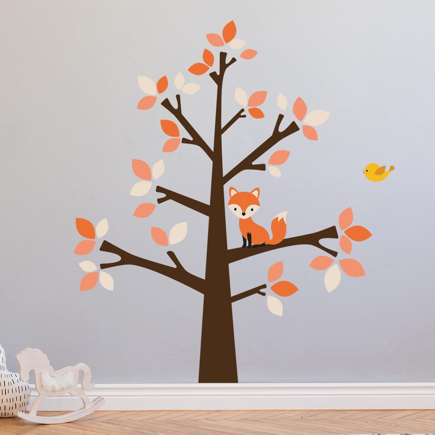 Lindos adhesivos de pared de animales de bosque de zorro bohemio para decoración de recámara de niños, habitaciones y calcomanías