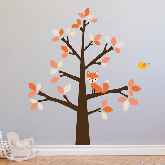 Lindos adhesivos de pared de animales de bosque de zorro bohemio para decoración de recámara de niños, habitaciones y calcomanías
