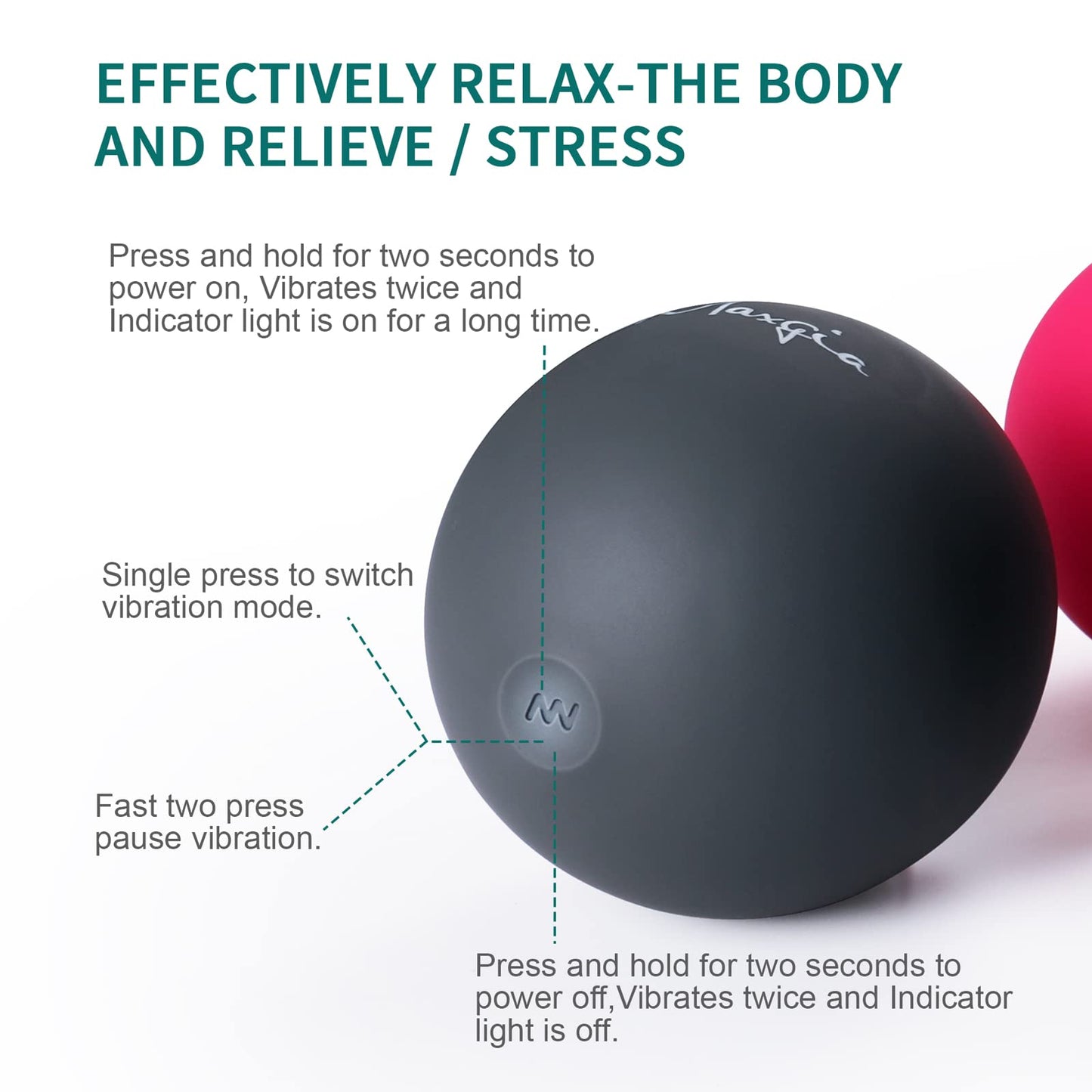 Bola de masaje vibradora de 5 velocidades de yoga rodillo de masaje con vibración, bolas de masaje eléctricas, masajeador de tejido profundo, alivia el dolor de tensión muscular (gris)