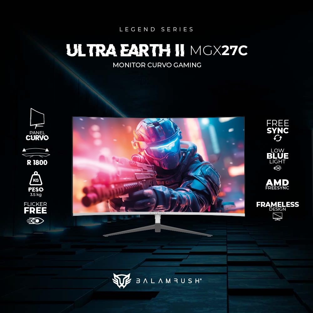 Monitor Curvo Gamer Ultra Earth II Blanco FHD 165Hz 1ms 27 Pulgadas