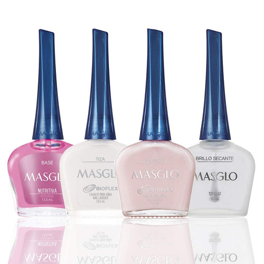 MASGLO Tradicional - Juego de 4 esmaltes de uñas 13 libres de mezcla limpia, hasta 7 días de uso, alta cobertura y acabado brillante, (0.5 onzas cada uno)
