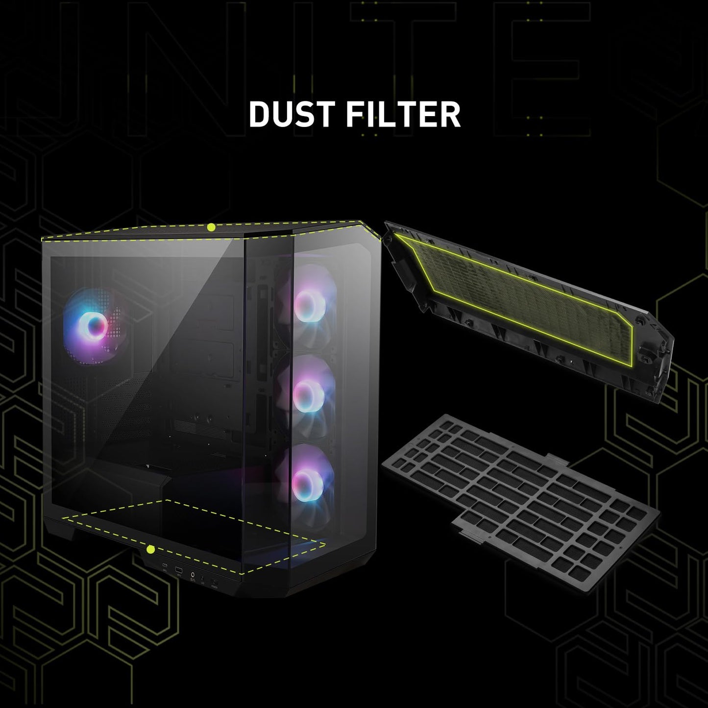 Funda para PC Micro-ATX MSI mag PANO M100R Negro con Ventiladores ARGB y USB Tipo C