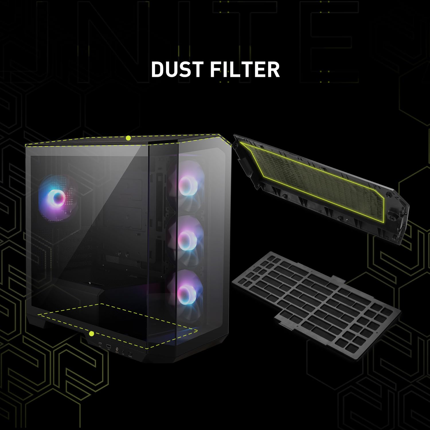 Funda para PC Micro-ATX MSI mag PANO M100R Negro con Ventiladores ARGB y USB Tipo C