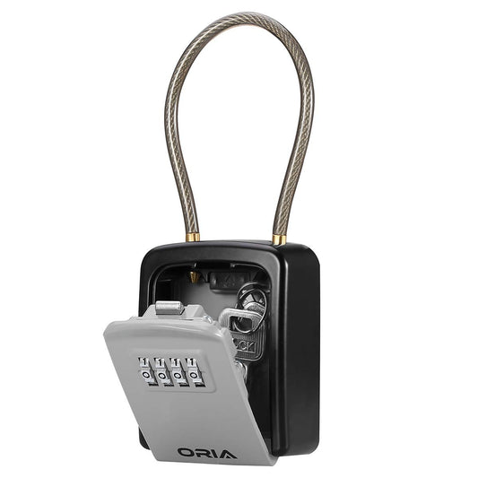 Caja de Cerradura de Combinación ORIA Acero Inoxidable con Cadena Extraíble para Uso en Interiores y Exteriores