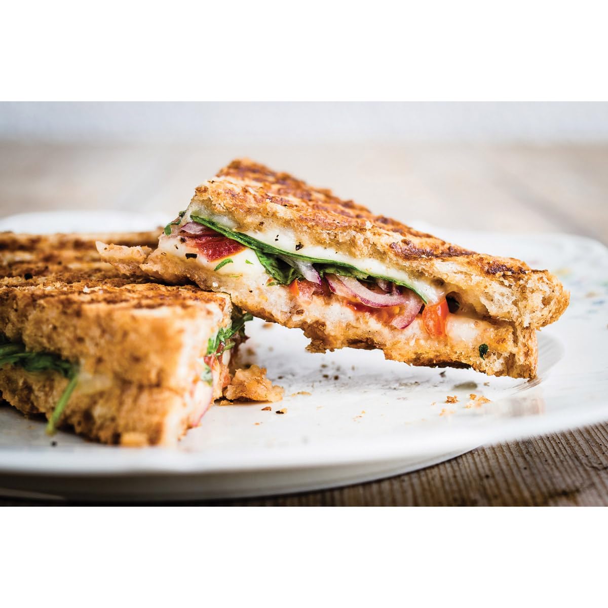 HIC - Parrilla de hierro fundido pesado para hamburguesas panini, salchichas y prensa para tocino, Rectangle, Plateado, 1