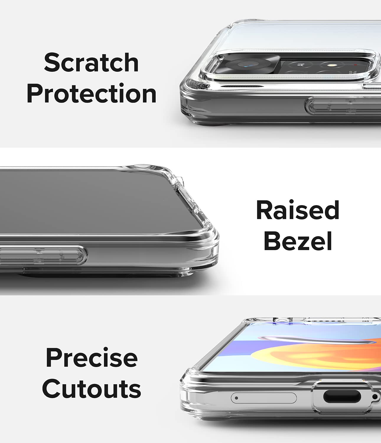 Funda Ringke Fusion Xiaomi Redmi Note 11 Pro Clear Trasera Dura Hybrid con Parachoques de TPU Flexible