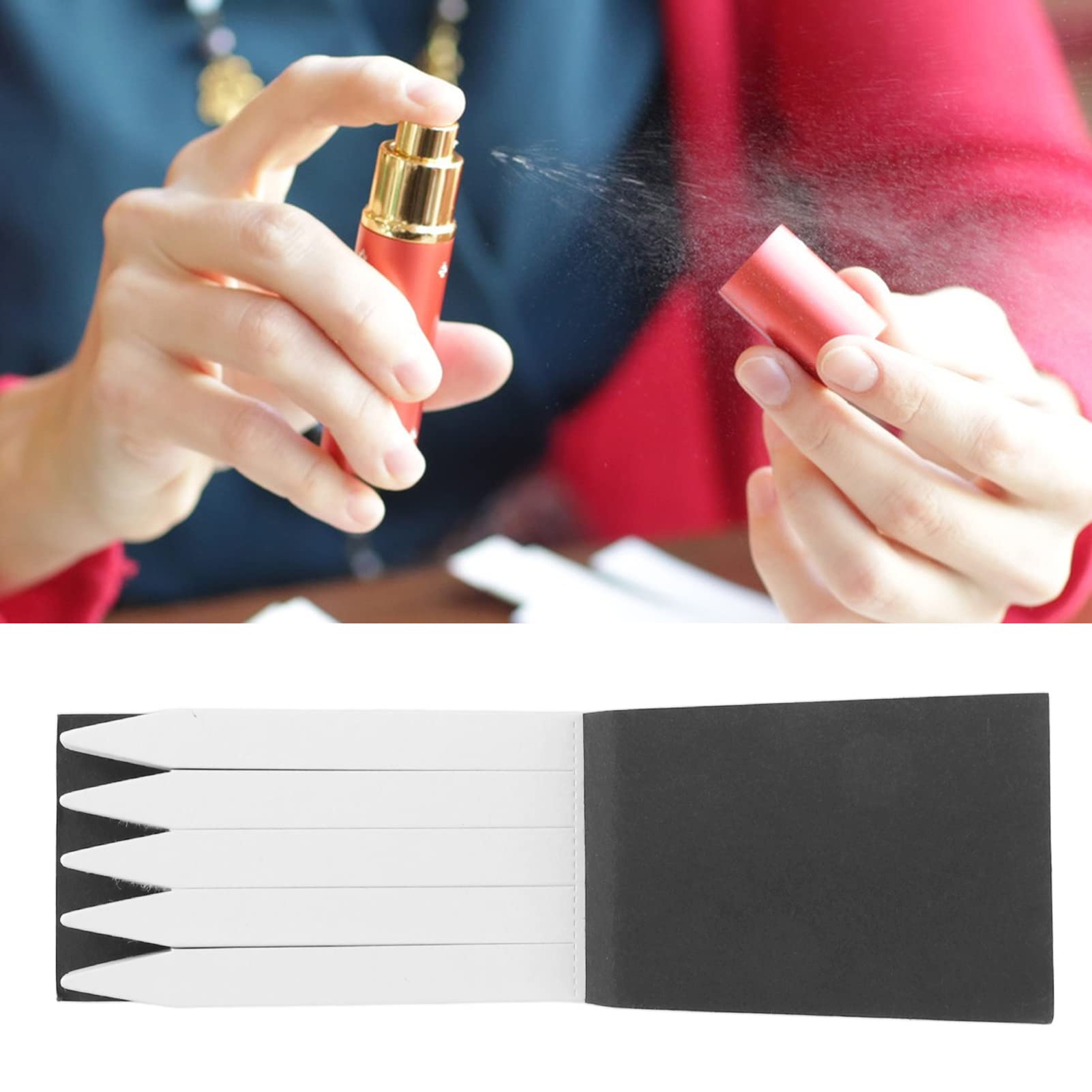 Papel de Prueba de Fragancias para Perfume: Pack de 100 Tiras con Cubierta Negra