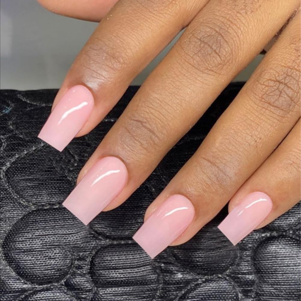 XCREANDO Rosa Presione En Uñas Cuadrado Mediano Largo, Clavos de Ataúd Mediano Clavos Acrílicos Presione Ons Pegamento En Uñas de Longitud Media, Uñas Falsas de Color Sólido para Mujeres, Uñas Artific
