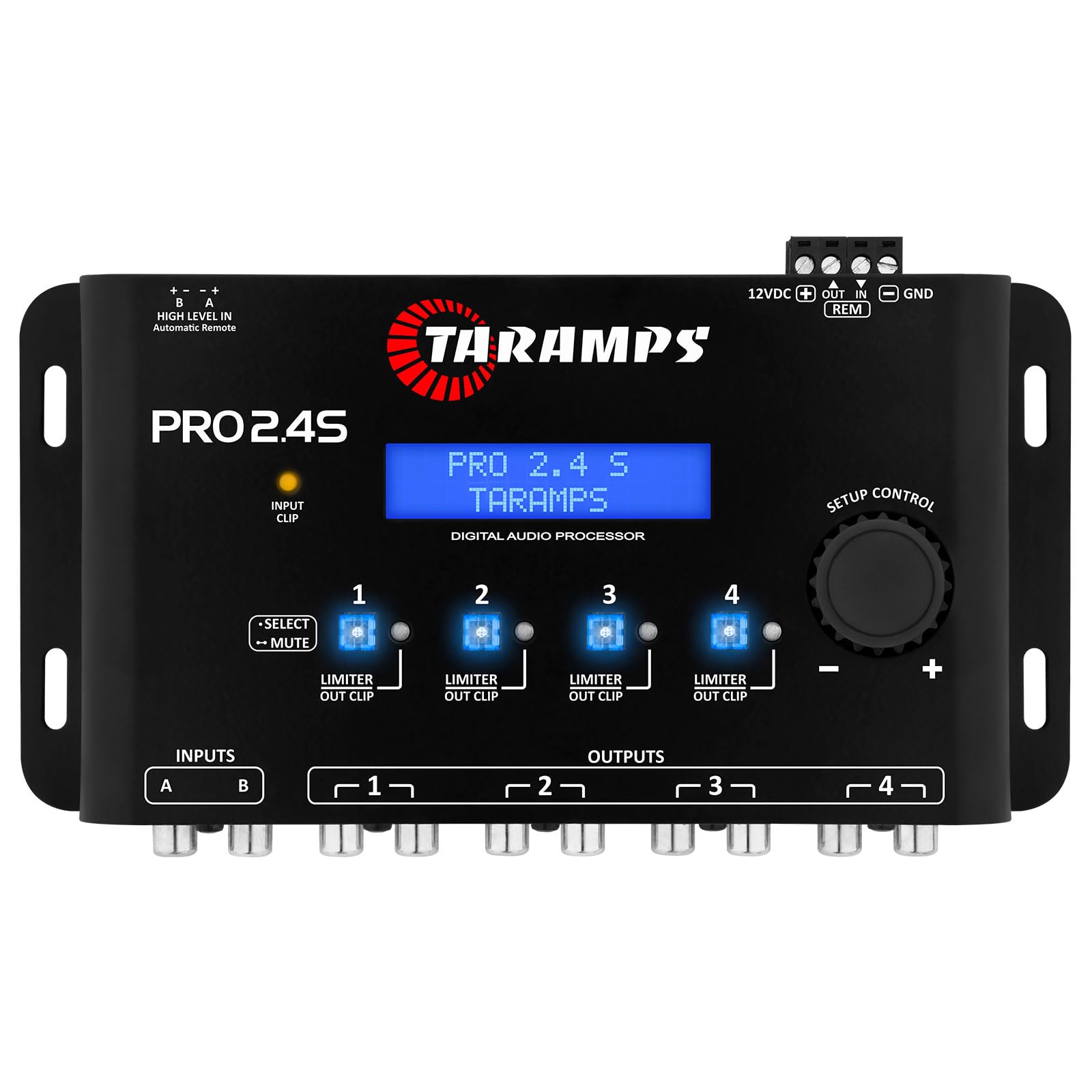 Amplificador de Audio Multicanal Taramps TS 800 x 4 2 Ohmios Clase D 800 W RMS Negro + Procesador de Señal Digital Taramps Pro 2.4s y Ecualizador, para Coche, Paquete de 2