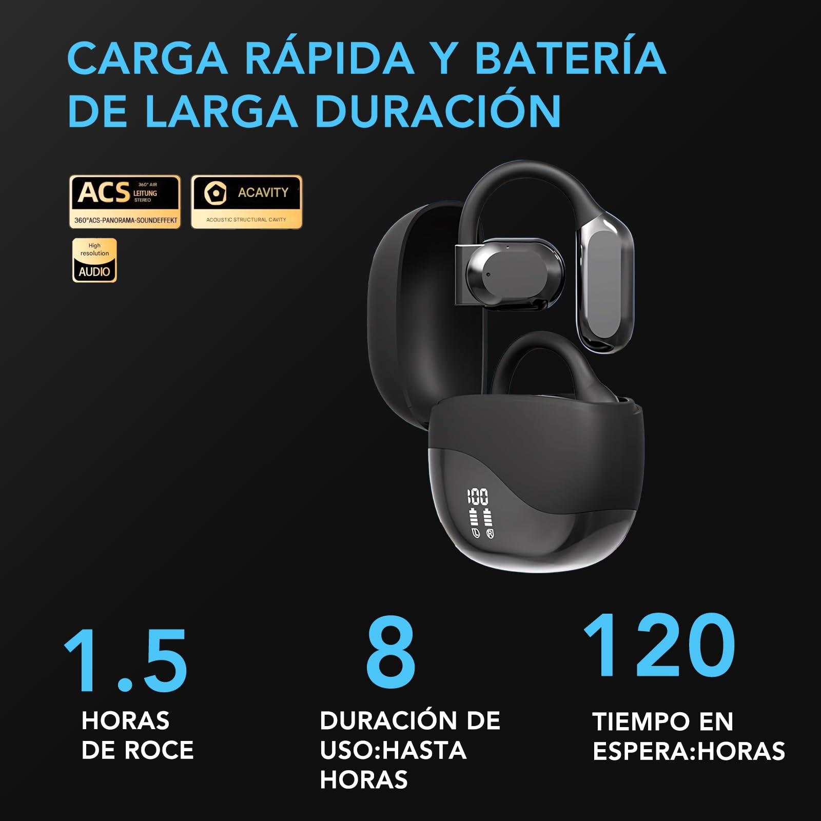 HAPYHVN Auriculares Inalámbricos Bluetooth, Traductor de Idiomas en Tiempo Real, Soporta 144 Idiomas para Viajes, Negocios,Reuniones y Aprendizaje, AI Translator, Pantalla de Batería