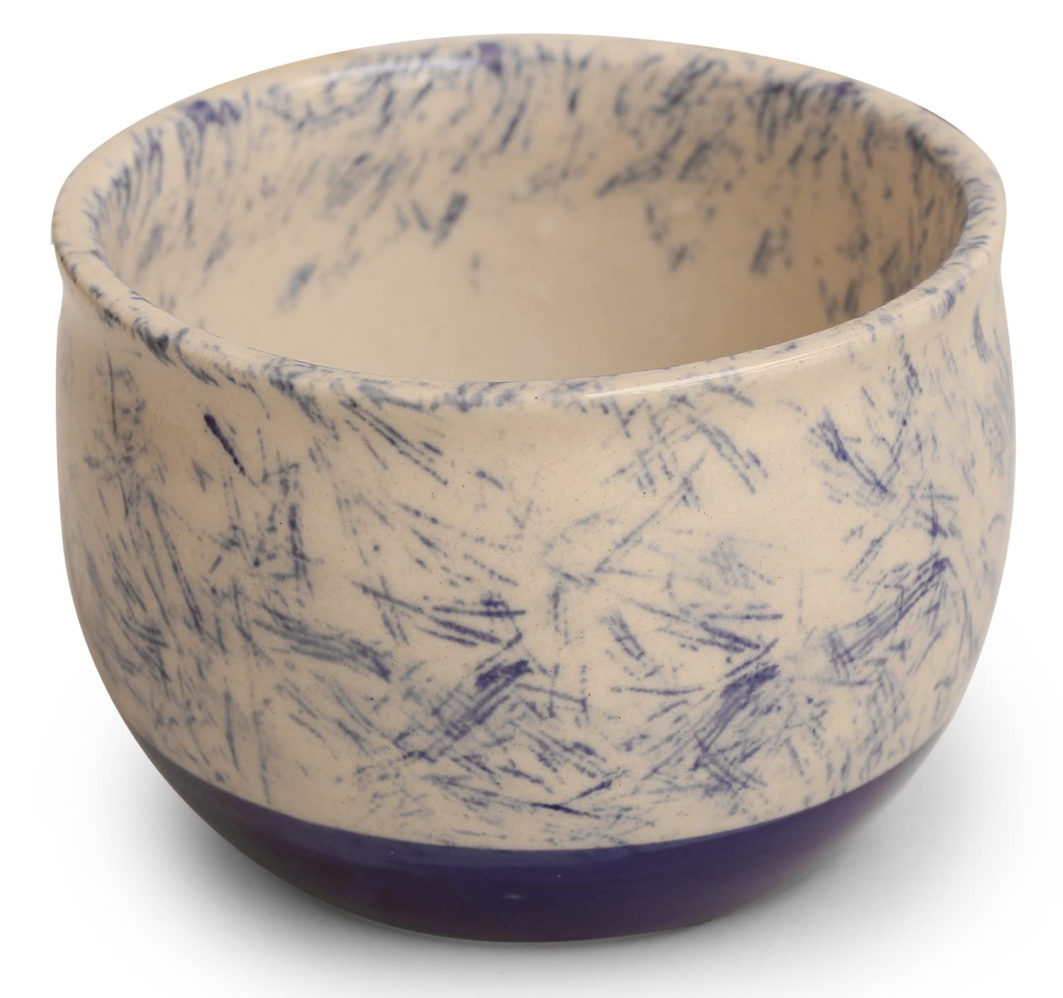 ETROVES Jabonera de cerámica de 4 pulgadas para afeitar, taza de afeitar para hombre, crema de afeitar y jabón, taza de afeitar para afeitarse en húmedo (blanco azul)