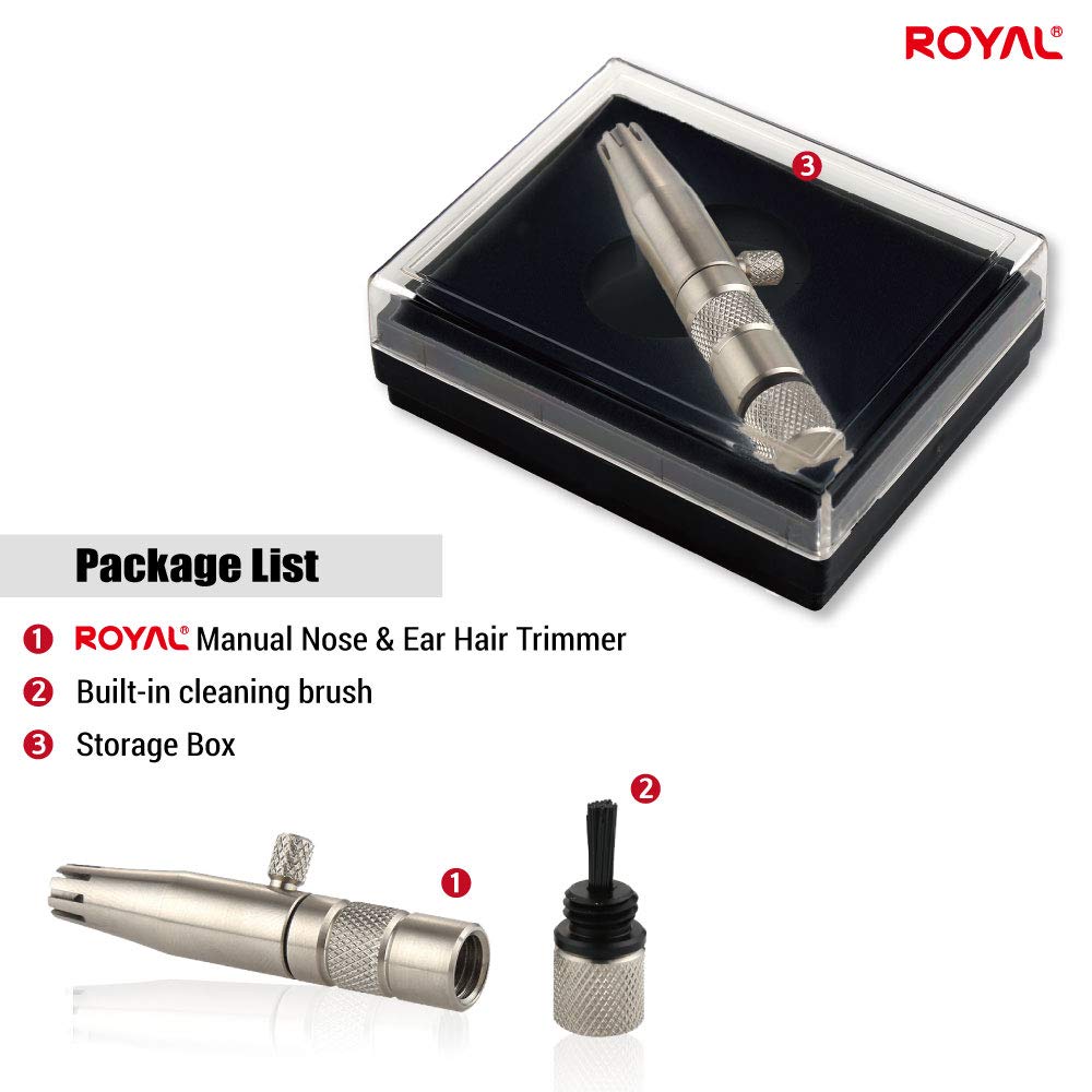 Real Premium - Recortadora de pelo para nariz "Silver Bullet", manual, sin batería, inoxidable, impermeable, sin dolor, con mecanismo patentado ET-3
