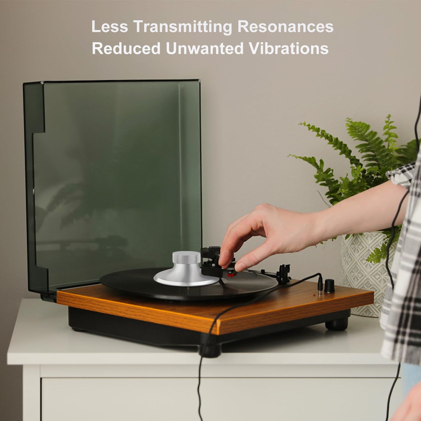 Preffair - Estabilizador de peso de registro, de aluminio de 4.5 onzas, estabilizador de disco de vinilo LP con protector suave reductor de vibración para reproductor de discos HiFi LP, accesorios de