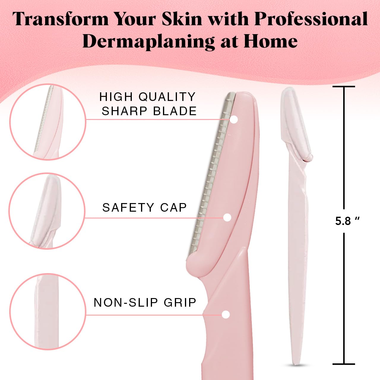 Kitsch Juego de herramientas para dermaplaning – depilación facial para mujeres, vuelta a la escuela, afeitadora de pelusas de melocotón y cejas, afeitadora facial deraplane, depiladora exfoliante para mujer para piel sensible