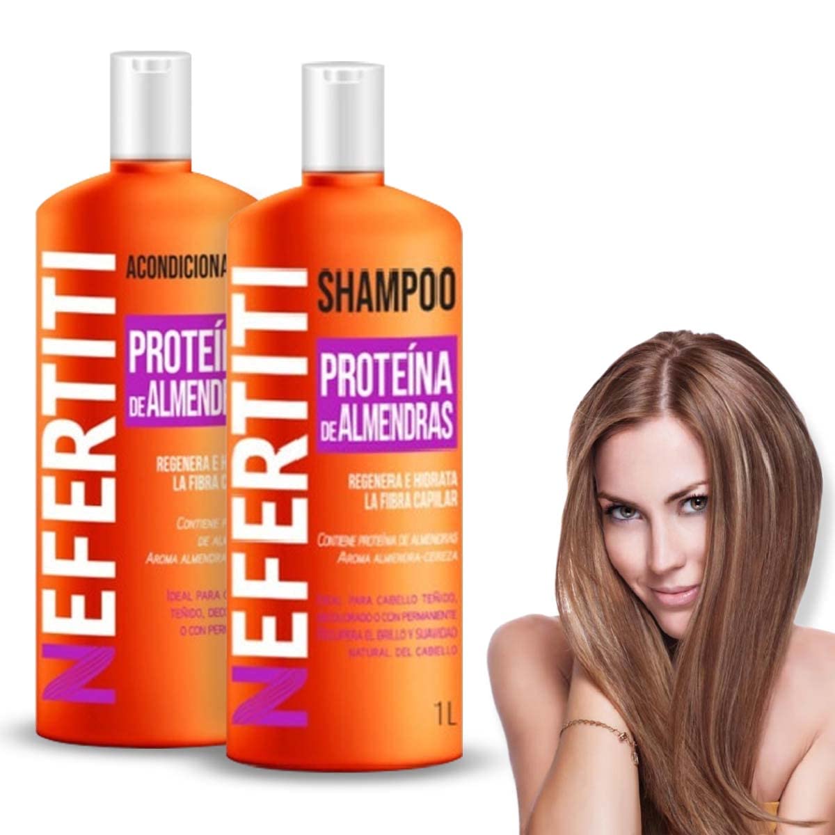 Shampoo y Acondicionador Nefertiti Almendras para Cabello Teñido 1L