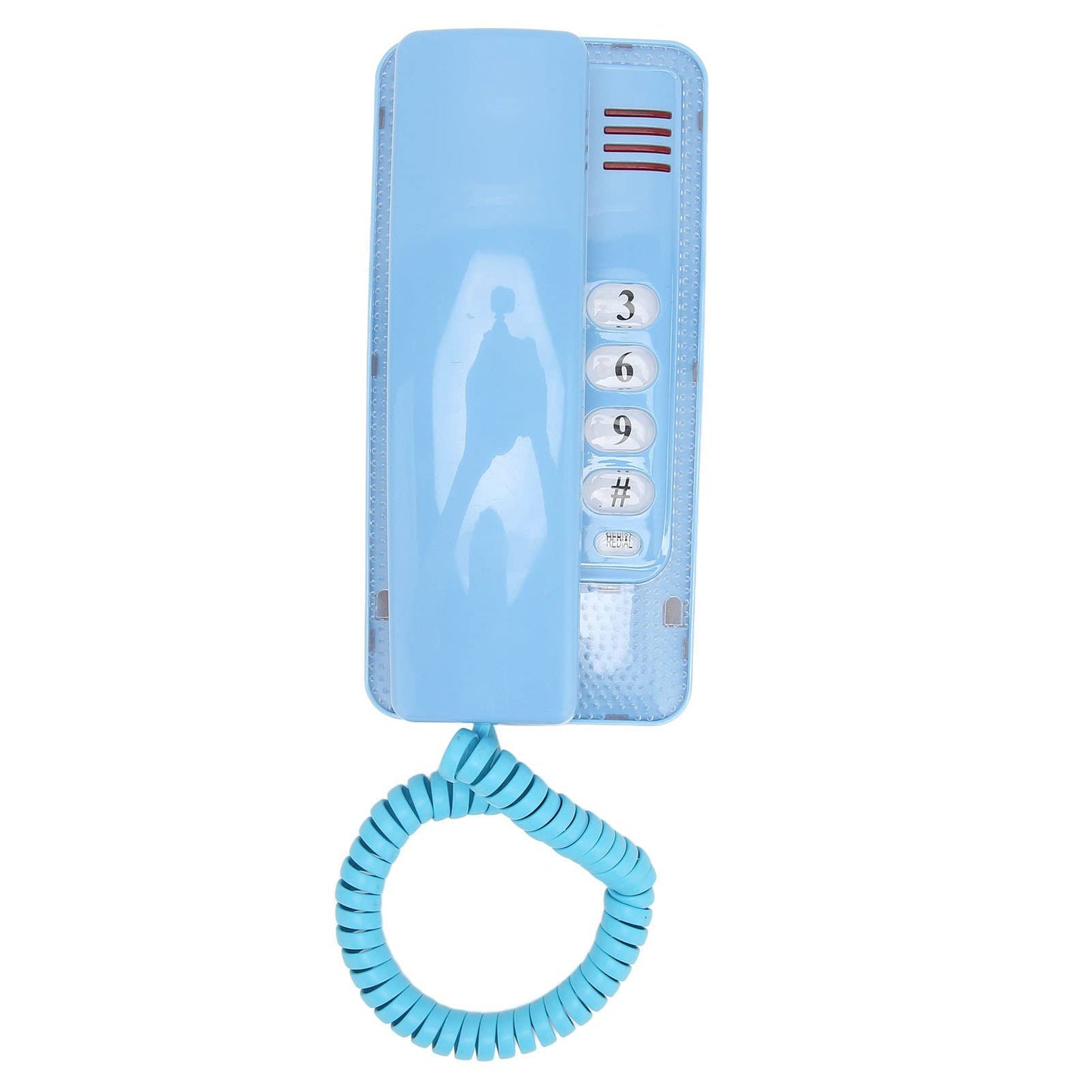 Luqeeg Teléfono Fijo Escritorio, Teléfono con Cable Montado en la Pared Teléfono Pared Retro Estilo Antiguo Rellamada una Tecla, Flash, Silencio, Pausa para El Banco La Oficina del Hotel del(Azul)