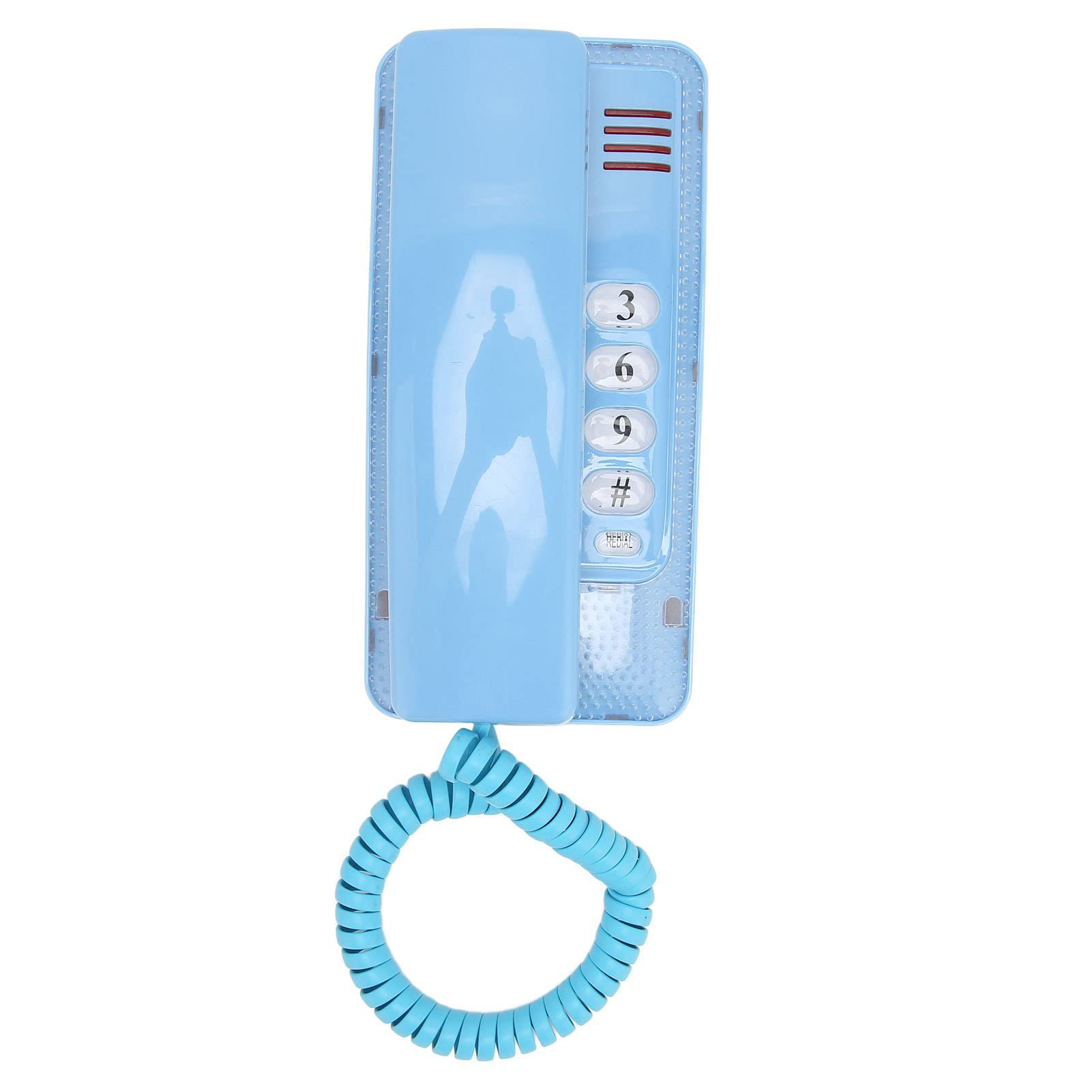 Luqeeg Teléfono Fijo Escritorio, Teléfono con Cable Montado en la Pared Teléfono Pared Retro Estilo Antiguo Rellamada una Tecla, Flash, Silencio, Pausa para El Banco La Oficina del Hotel del(Azul)
