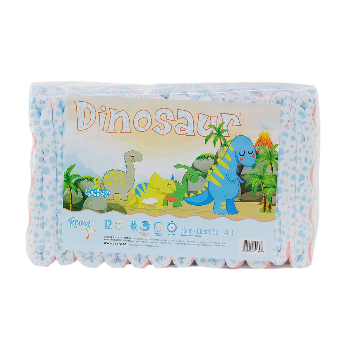 Rearz - Pañales desechables de dinosaurio para adultos (paquete de 12 unidades) (mediano)