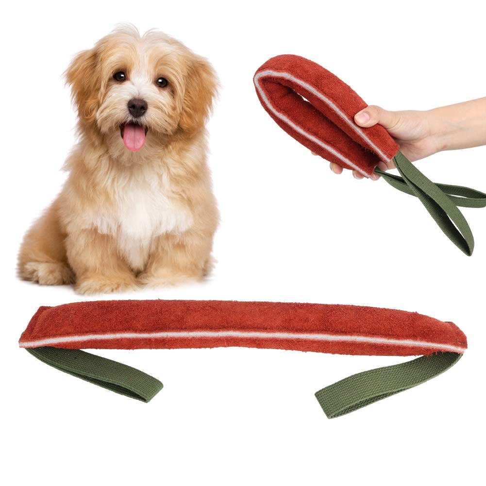 Juguete de Entrenamiento de Perro de Cuero con 2 Manijas Fuertes para Juegos Interactivos y Mordedura