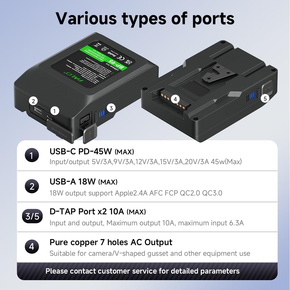 Batería de Montaje en V de 95 WH 14.4 V 6600 mAh, Carga de ayuno para videocámara de transmisión de Video, Compatible con Sony HDCAM, XDCAM, cámaras de Cine Digital y Otras videocámaras