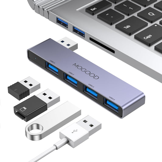 Hub USB MOGOOD para Portátil Negro Multipuerto USB 3.0 Expansor de Datos para Computadora