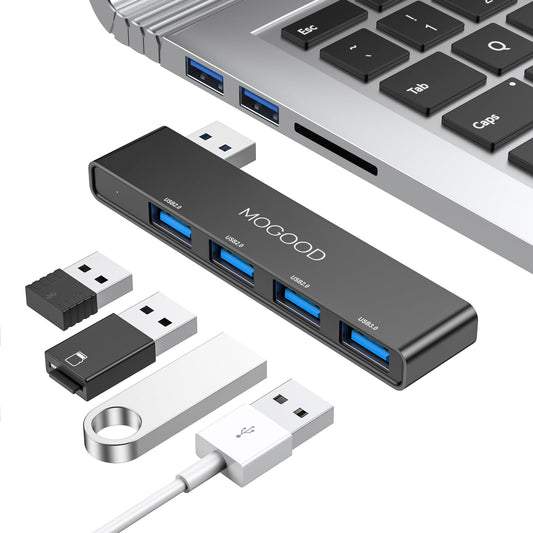 Divisor USB MOGOOD Negro para Portátil con Expansor Hub USB 3.0 Multipuerto para Computadora