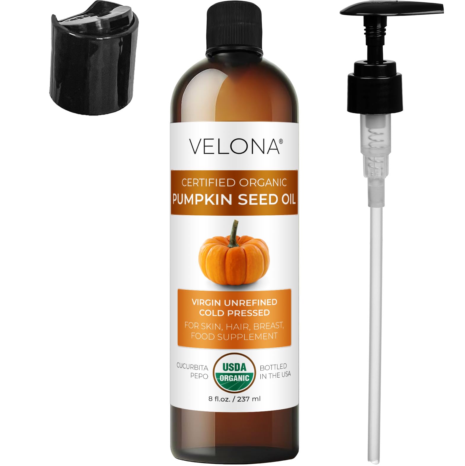Pumpkin Seed Oil UNREFINED Organic Carrier Cold Pressed Virgin RAW VELONA (8oz)