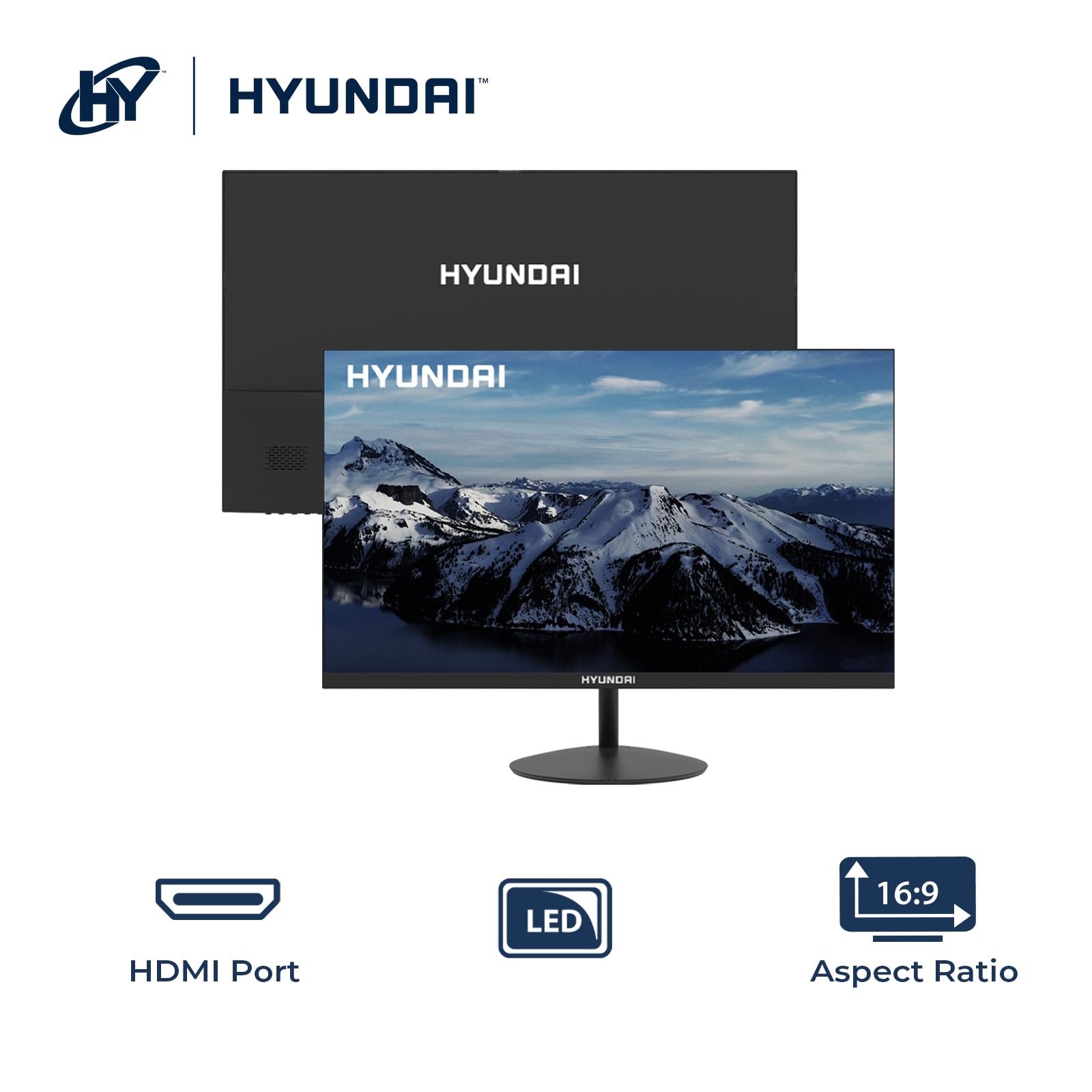 HYUNDAI View 24” Monitor de Oficina, VA 1920x1080p, 60Hz, OD 5 ms, Diseño Delgado, HDMI Incluido - Negro