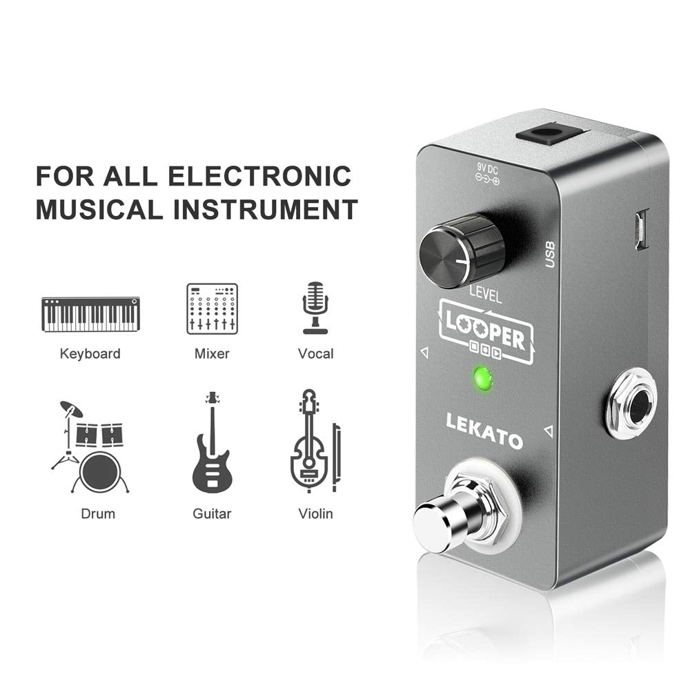 LEKATO - Pedal de bucle para guitarra con efecto de bucle de 5 minutos de bucle de tiempo de bucle de bucle de bucle de bucle de un bucle ilimitado Overdubs