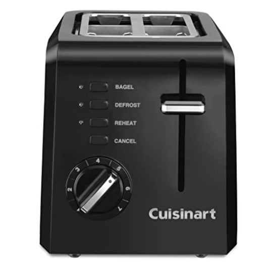 Cuisinart CPT-122BK tostador compacta de plástico de 2 rebanadas, color negro