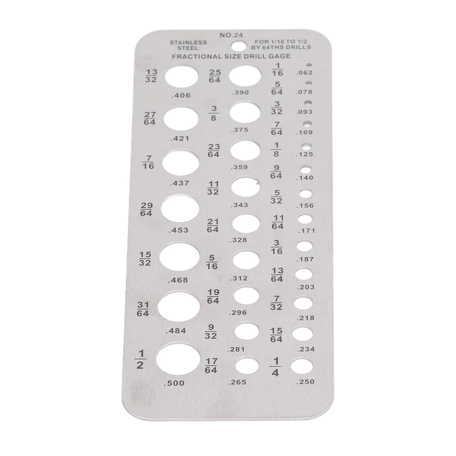 Calibre de Broca de Tamaño Fraccionario, Calibre de Broca de Tamaño Fraccionario Índice de Diámetro de Alambre de Acero Inoxidable para una Medición Precisa, Brocas de Longitud