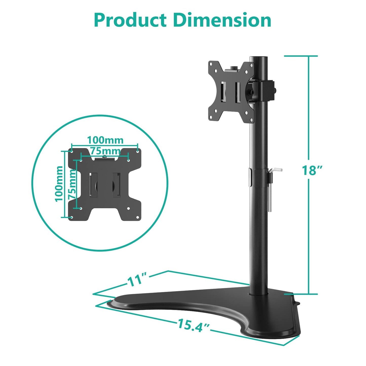 Soporte para Monitor Individual WALI Negro con Base Ajustable de 13 a 32 Pulgadas para Escritorio